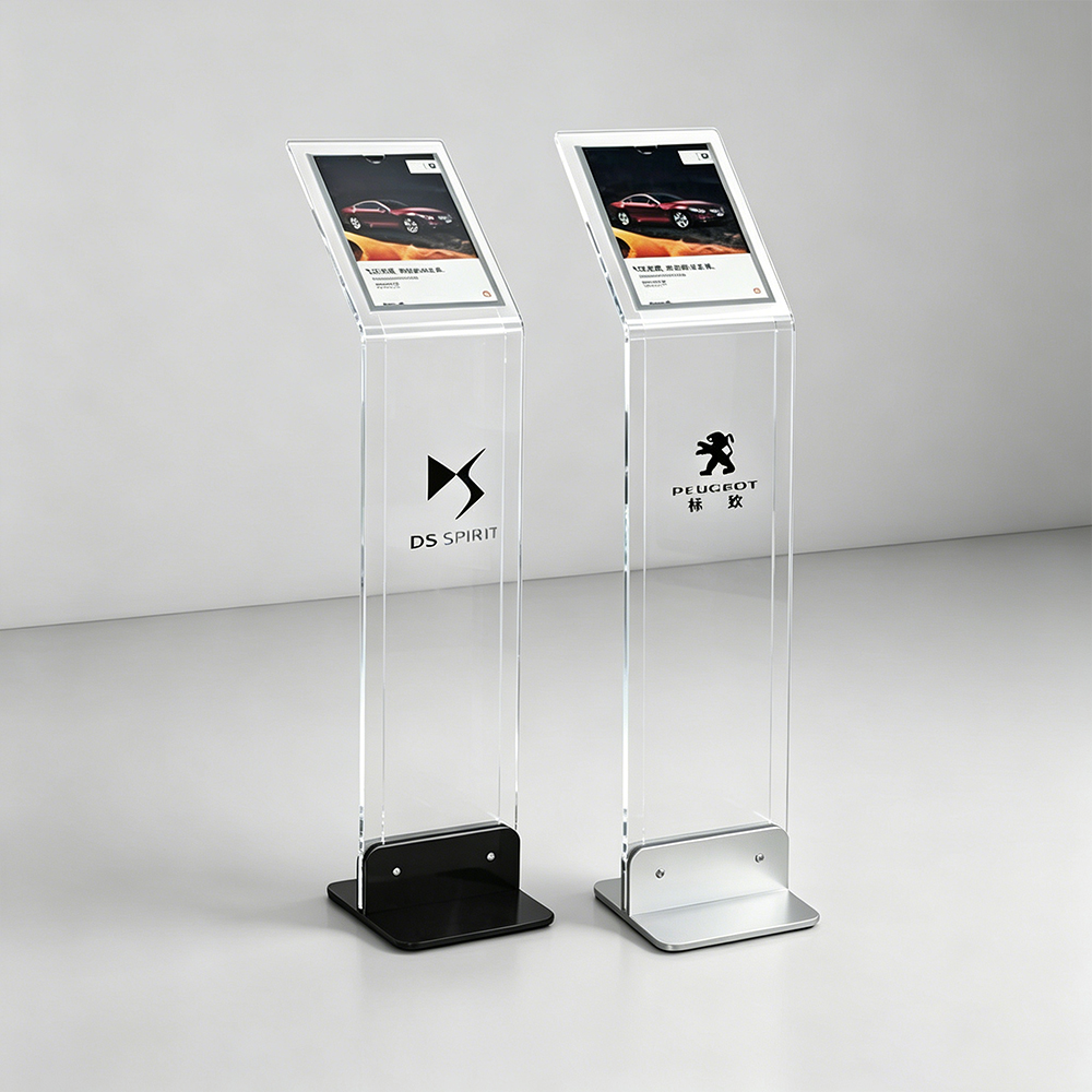 Clear Acrylic Car Showroom Floor Info Stand