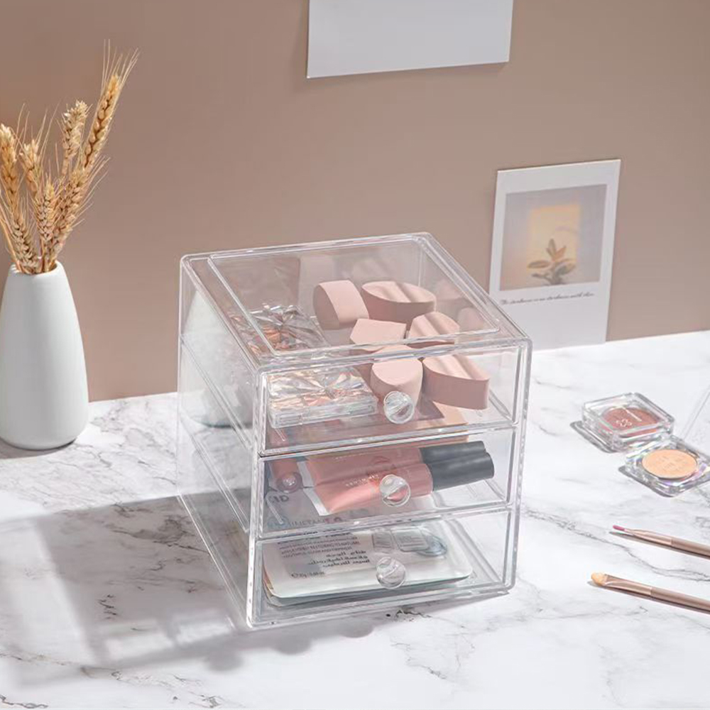 3 Drawer Clear Acrylic Makeup Organizer Box