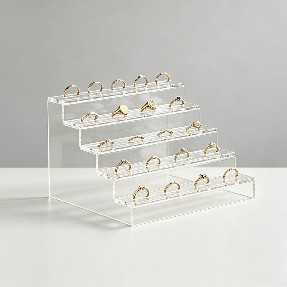 5-Tier Step Clear Acrylic Ring Display Stand