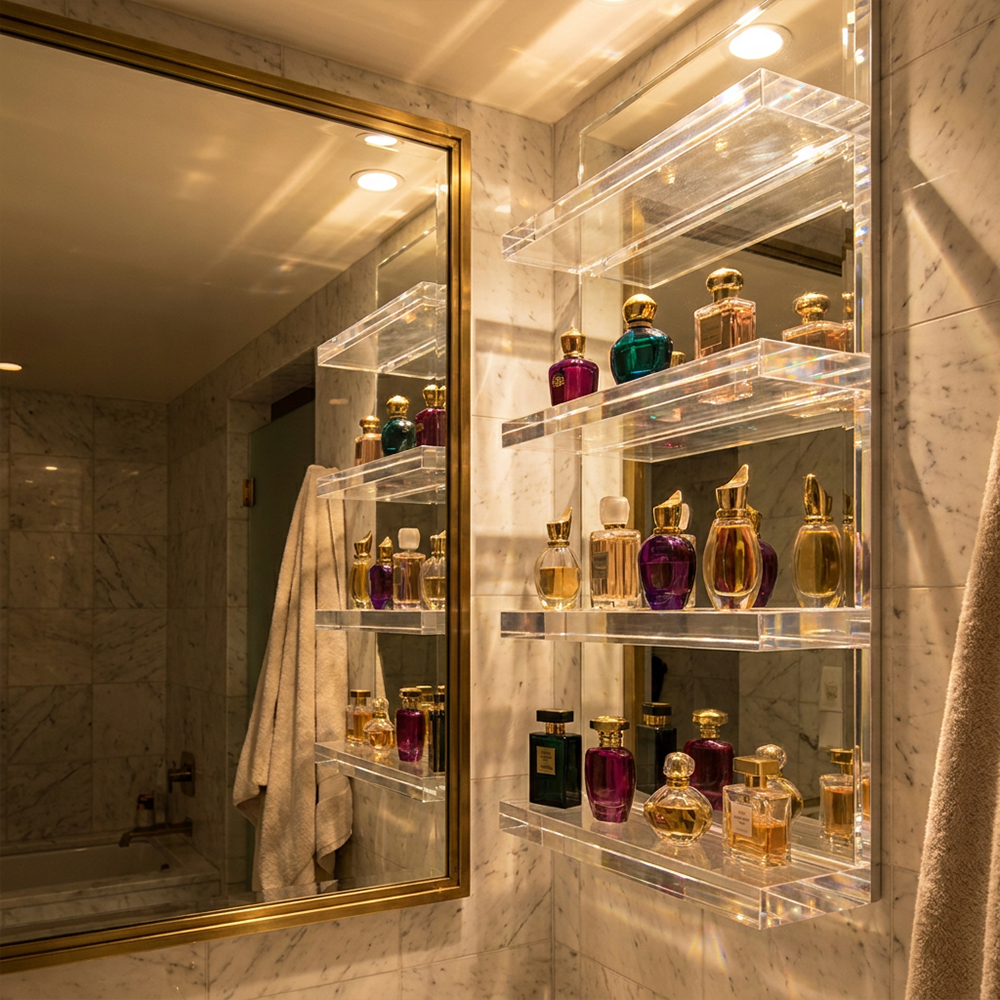 Floating Clear Acrylic Perfume Wall Shelf