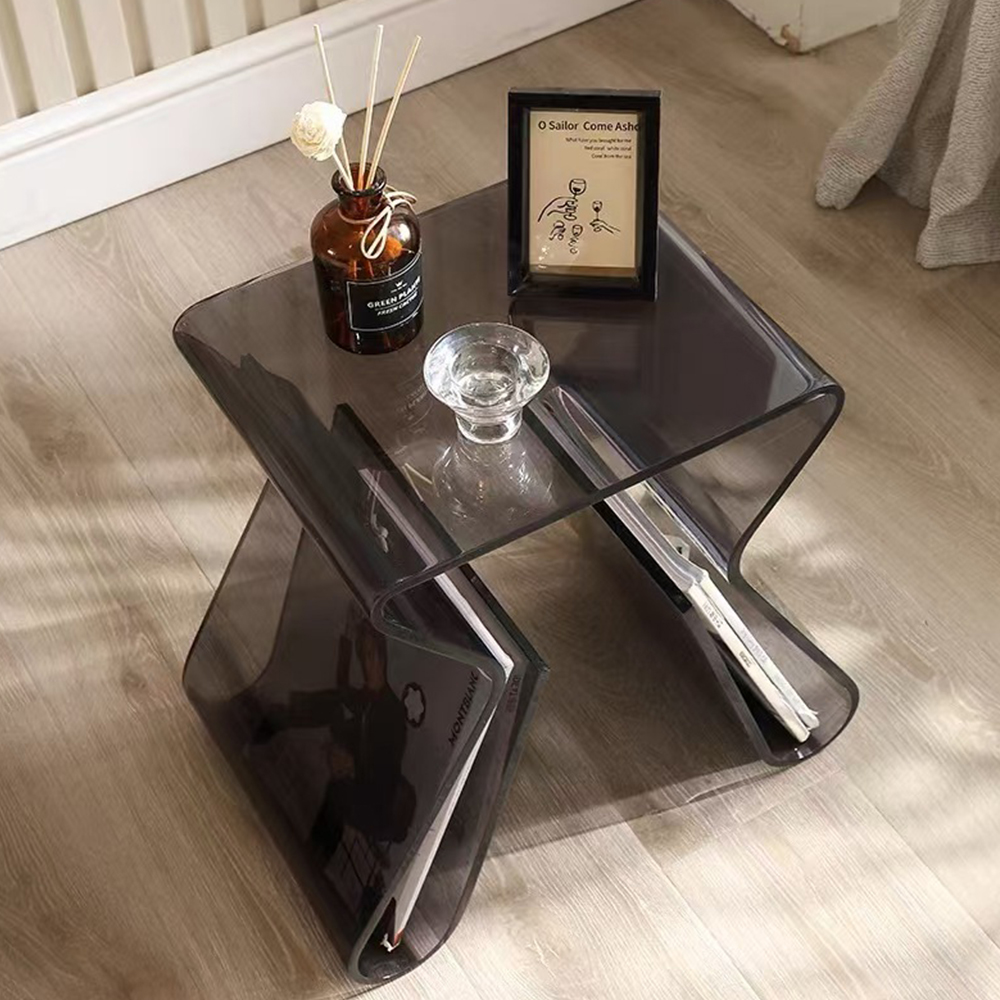 Bowtie Hollow Blue Transparent Acrylic Magazine Side Table
