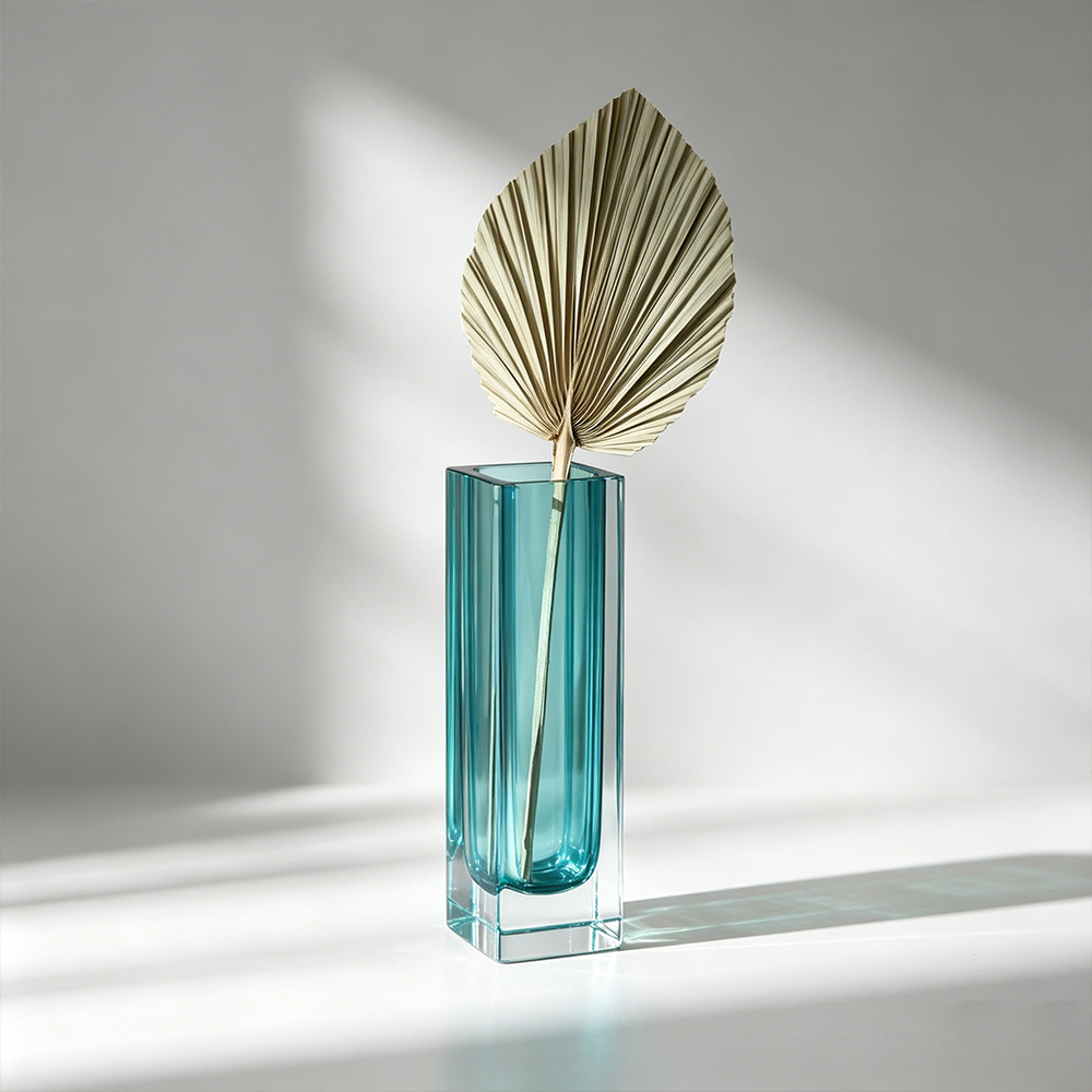 Double-Layer Turquoise Acrylic Square Vase