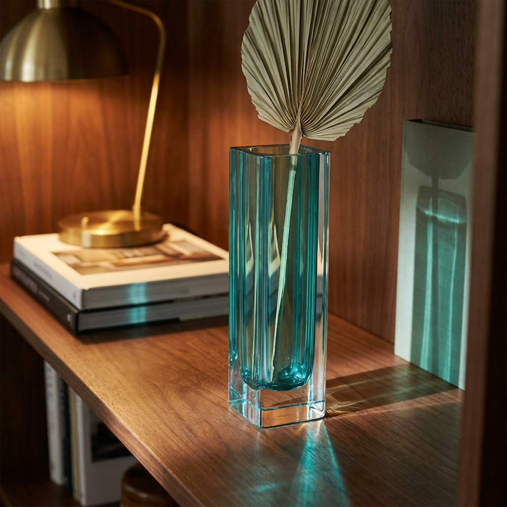Double-Layer Turquoise Acrylic Square Vase