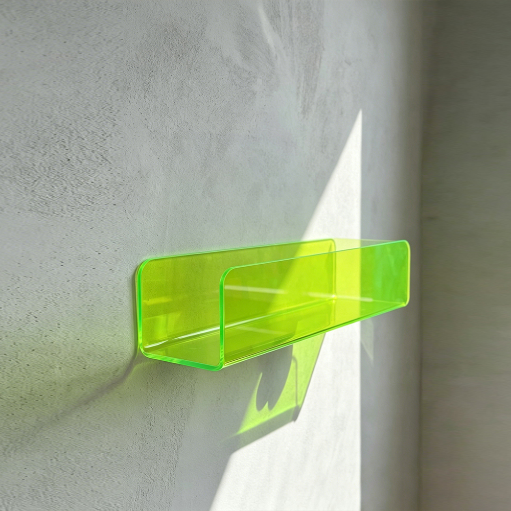 Fluorescent Green U-Shaped Acrylic Wall Shelf | Wholesale Modern Decorative Storage Rack
