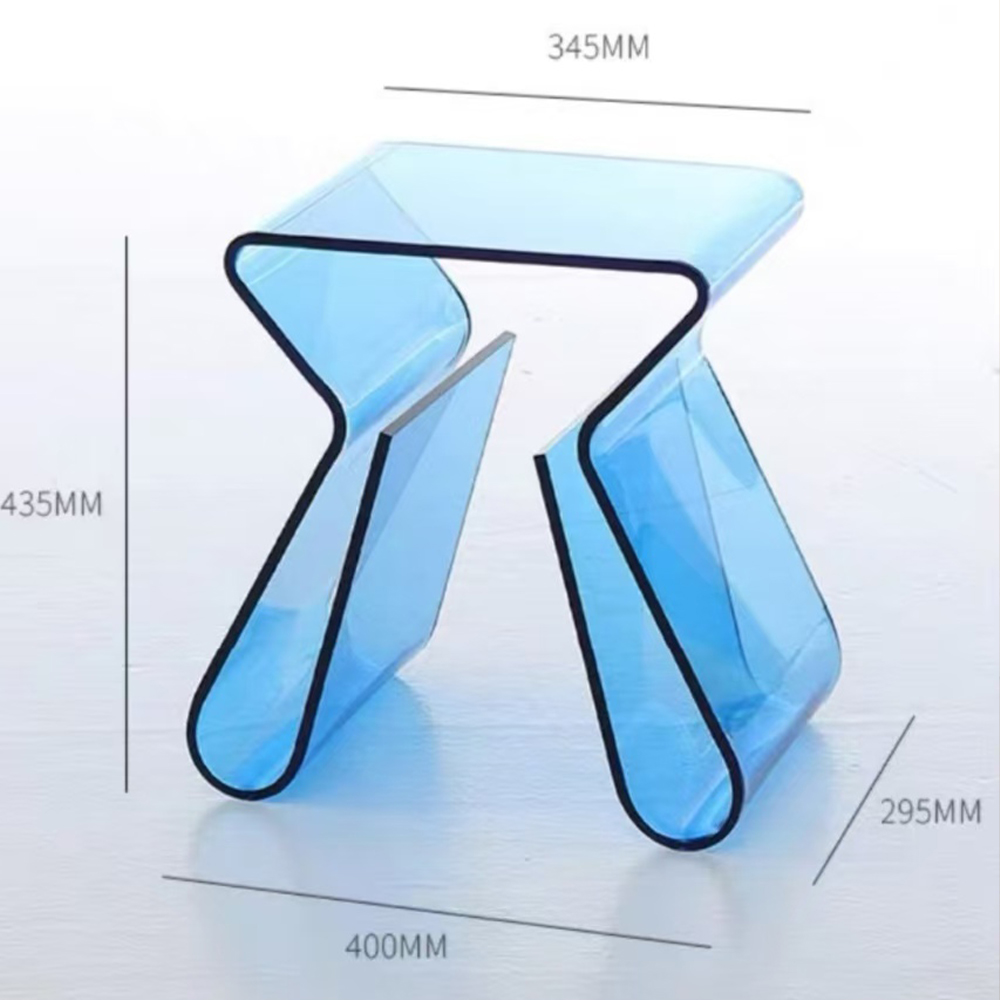 Bowtie Hollow Blue Transparent Acrylic Magazine Side Table
