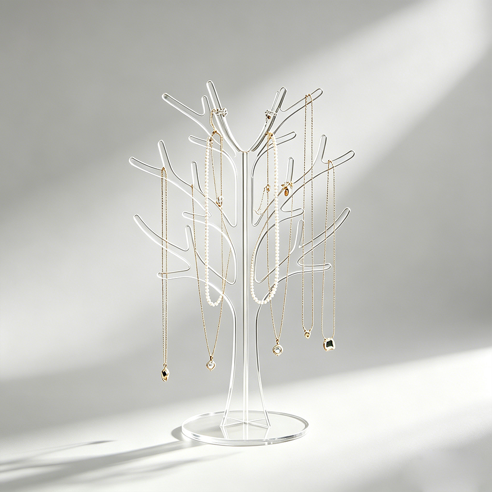 Tree-Shaped Clear Acrylic Necklace Display Stand | Wholesale Retail & Home Jewelry Holder