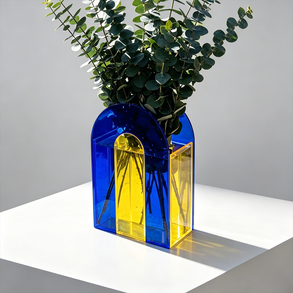 Klein Blue & Yellow Arch Acrylic Flower Vase