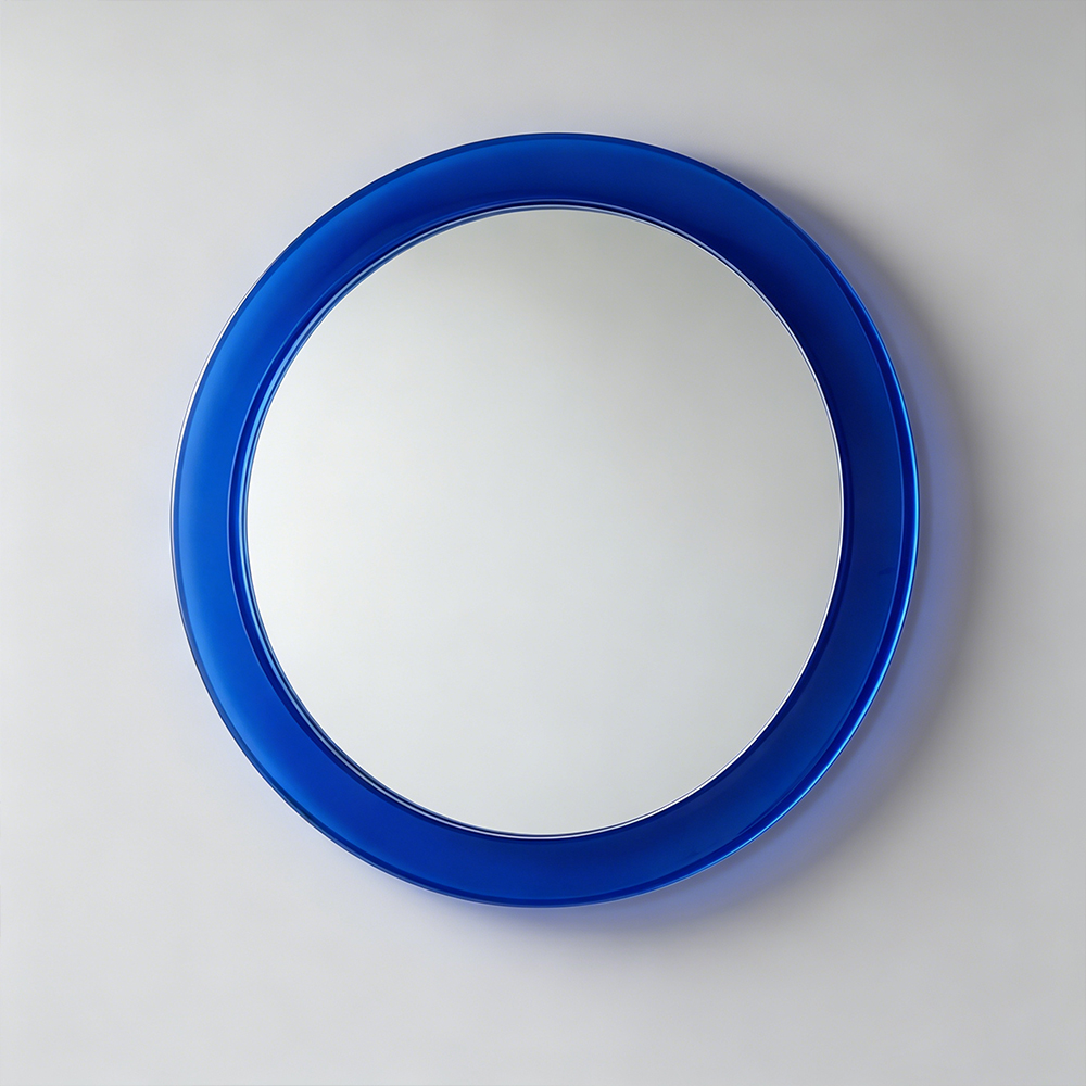 Klein Blue Double Ring Tinted Acrylic Round Bathroom Mirror