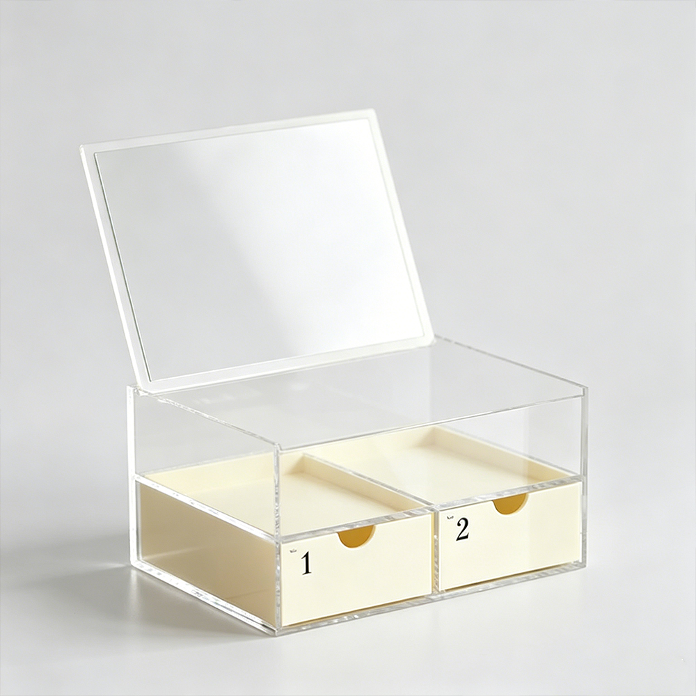 Clear Acrylic 2-Compartment Storage Box with Lid
