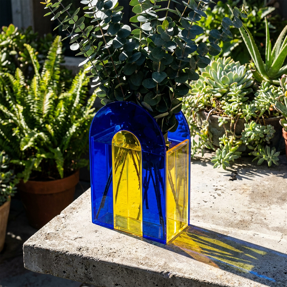 Klein Blue & Yellow Arch Acrylic Flower Vase