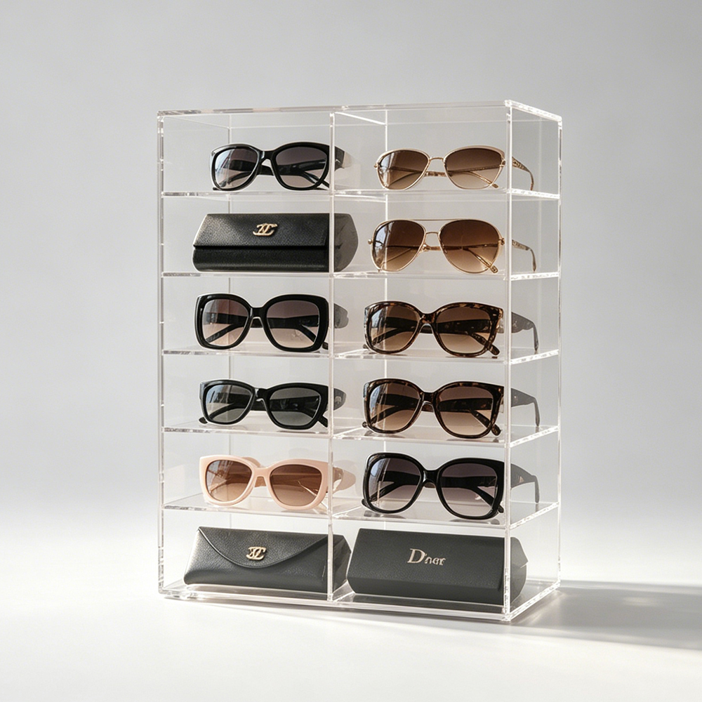 2 Column Multi-shelf Clear Acrylic Sunglasses Display Rack