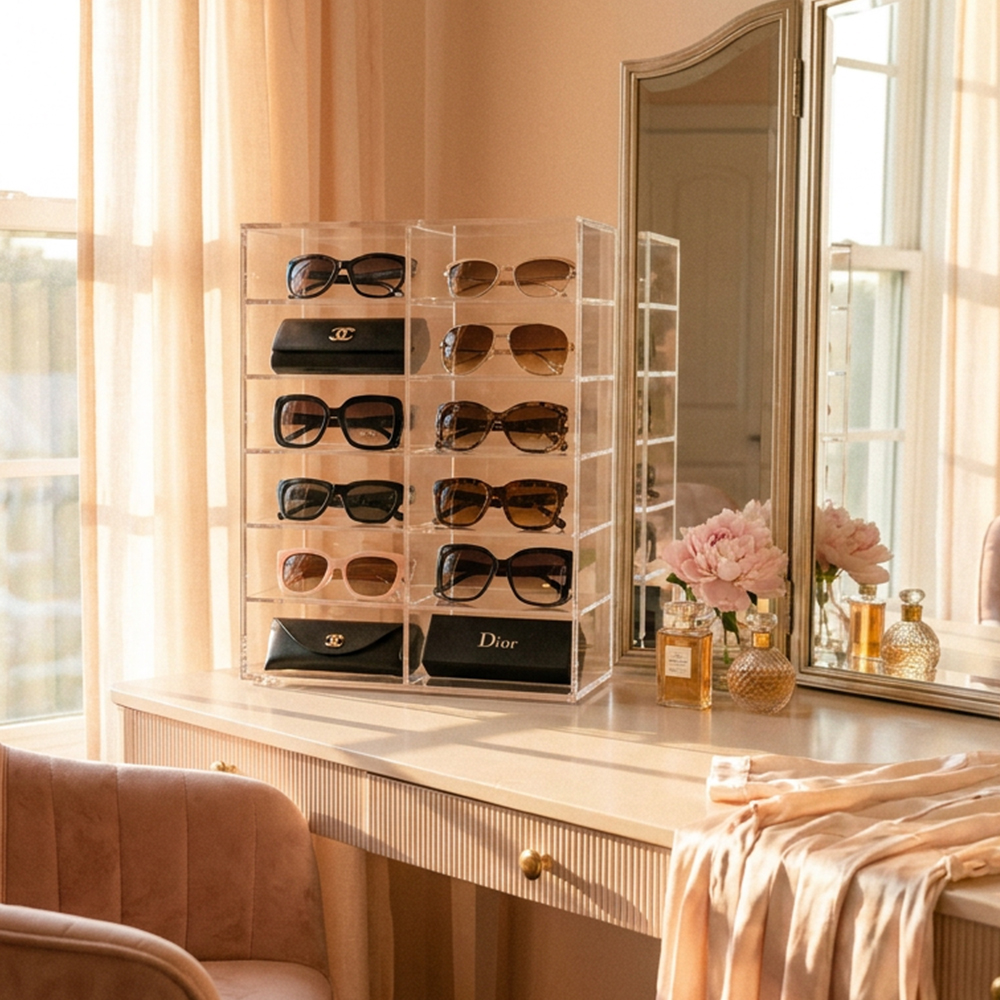 2 Column Multi-shelf Clear Acrylic Sunglasses Display Rack