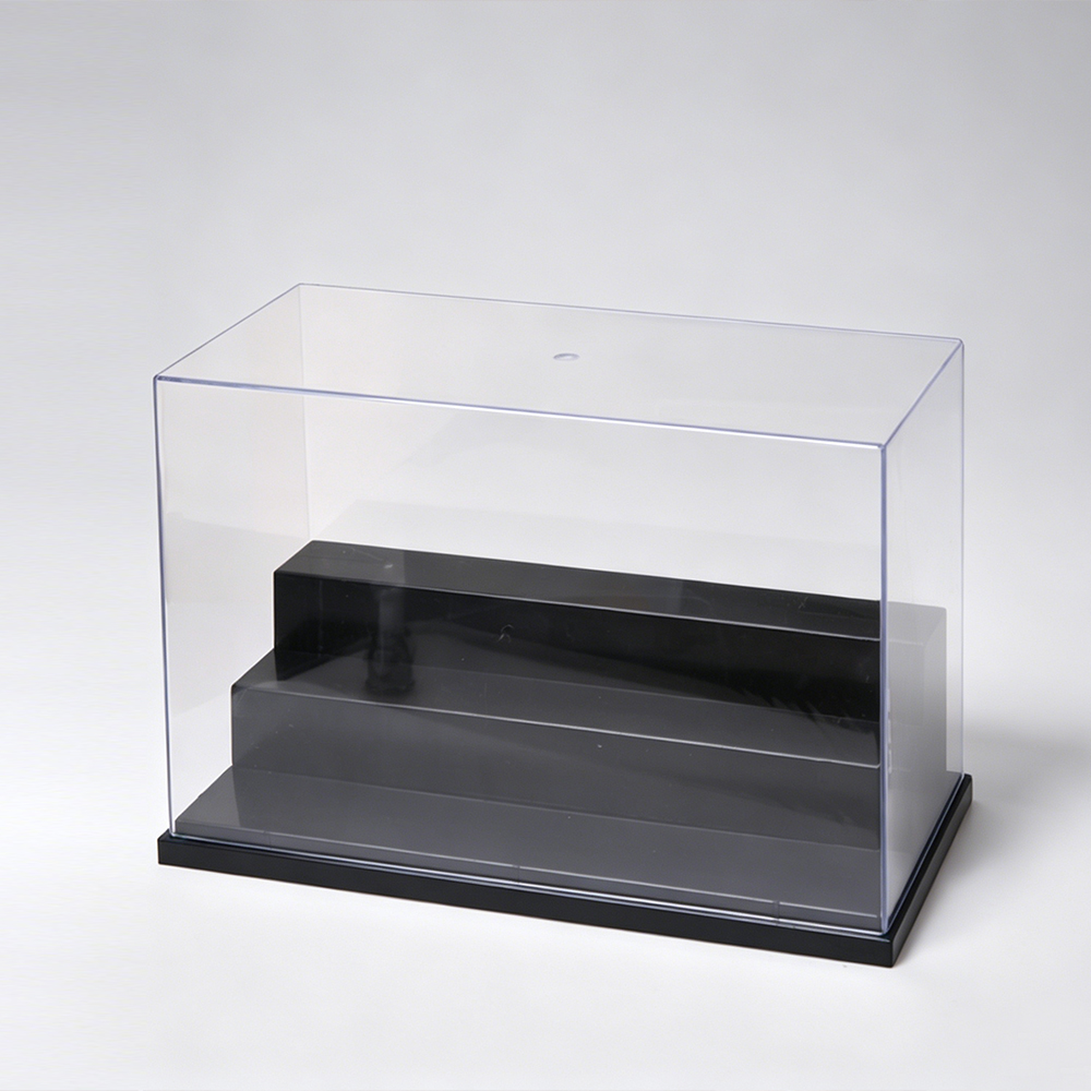 Clear Acrylic Step Display Case with Black Base