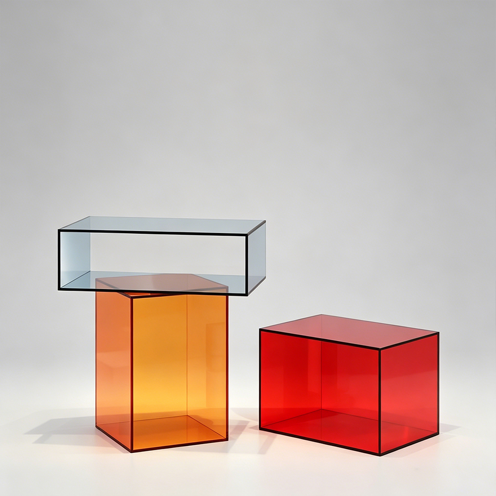 Purple & Green Tinted Hollow U-Shaped Acrylic Display Stand Set
