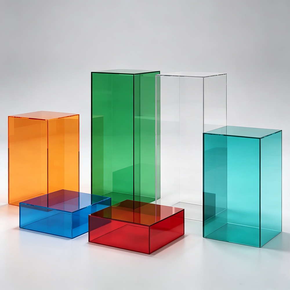 Solid Tinted Hollow Vertical Acrylic Display Plinth Set