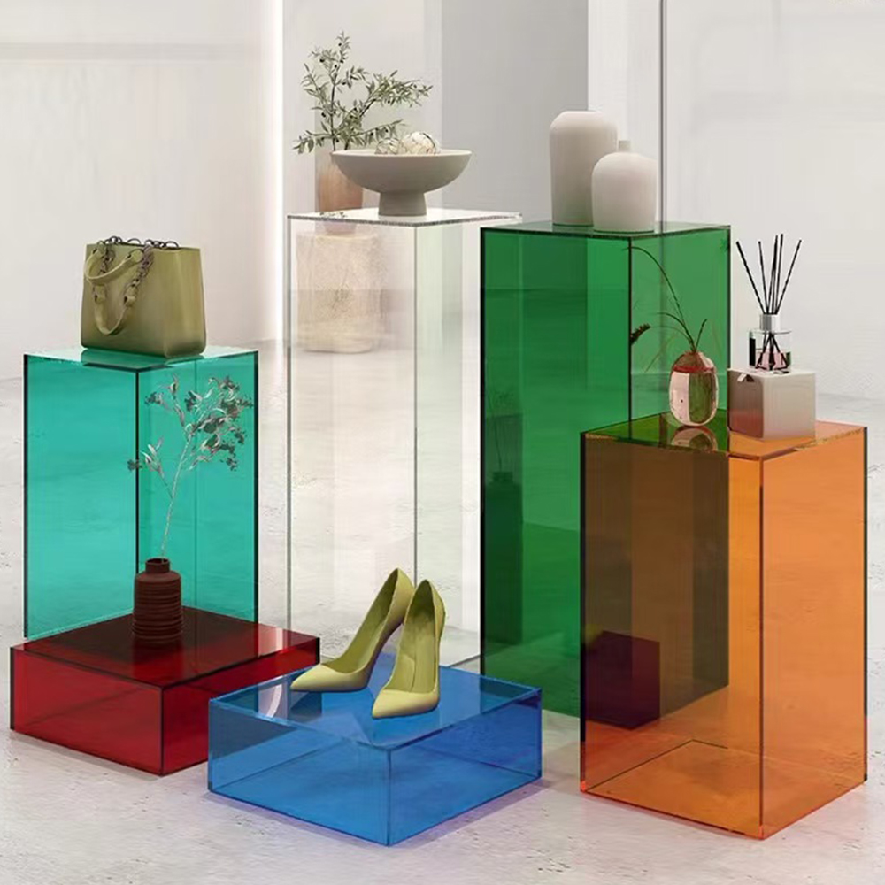 Solid Tinted Hollow Vertical Acrylic Display Plinth Set