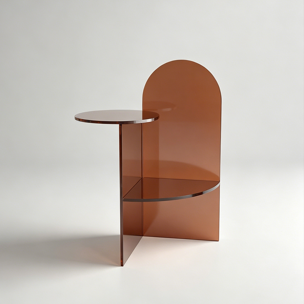 Arch Backboard Tiered Round Smoke Brown Acrylic Accent Side Table