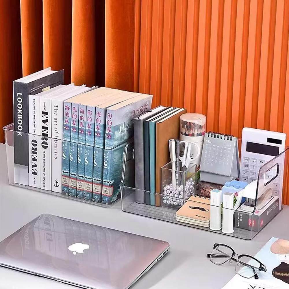 Clear Acrylic Book & Stationery Organizer Set | Wholesale Desk & Office Storage Solution
