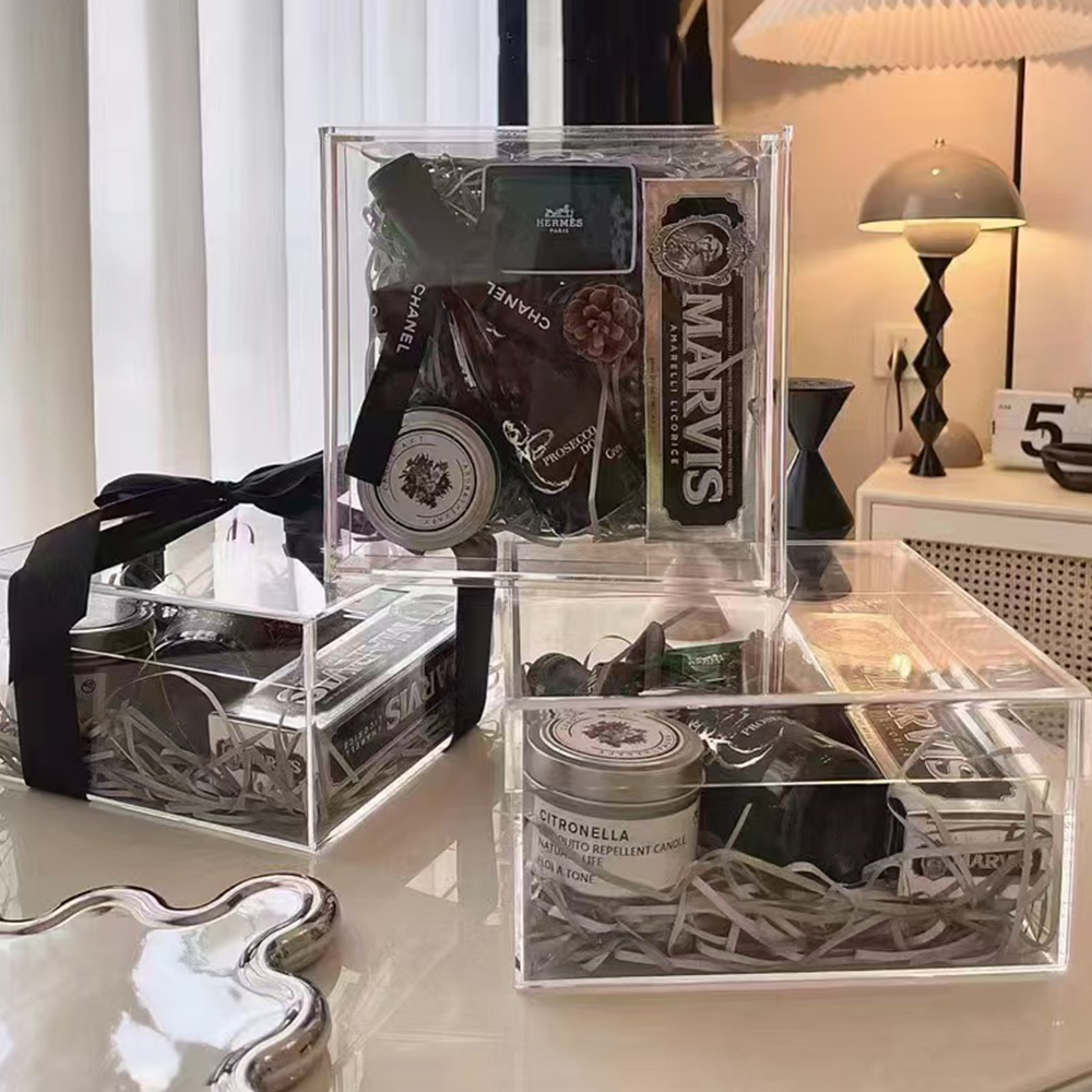 Clear Acrylic Wedding Favor Gift Box | Wholesale Transparent Gift Packaging Box for Party & Cosmetic Sets
