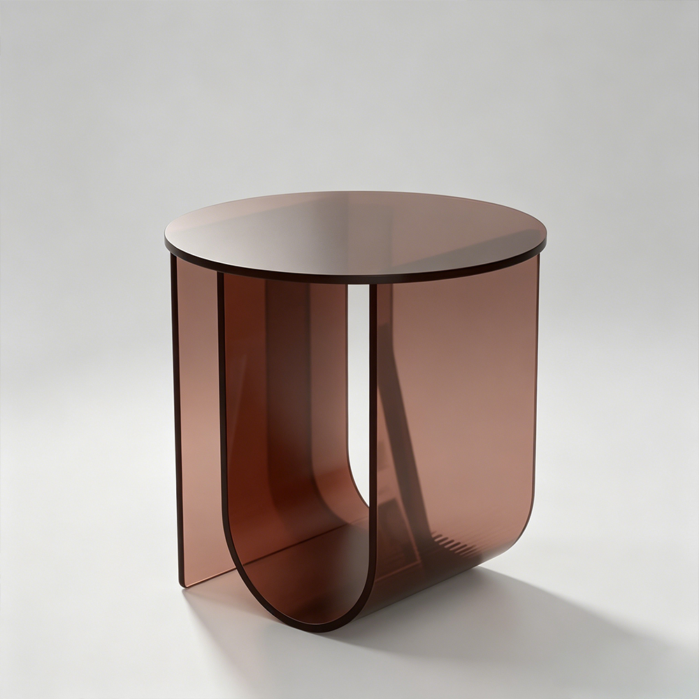 U-Hollow Integral Smoke Brown Round Acrylic Side Table