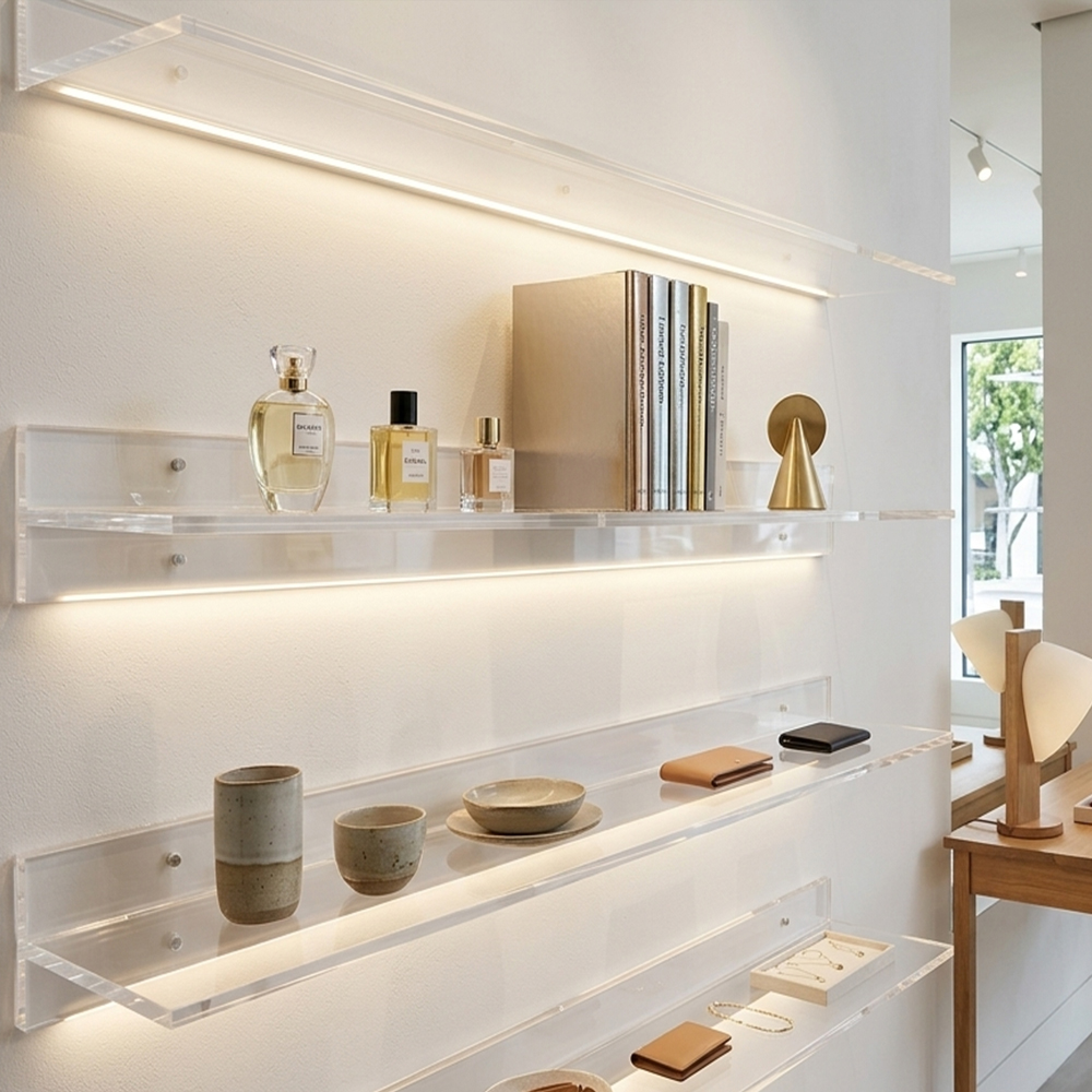 Minimalist Clear Acrylic Floating Wall Shelf