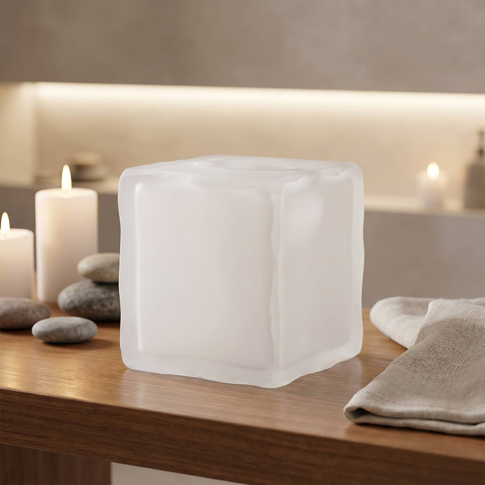 Frosted Ice White Cube Acrylic Tissue Box