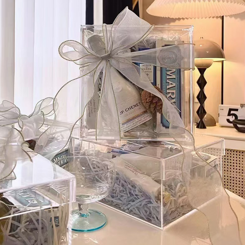 Clear Acrylic Wedding Favor Gift Box | Wholesale Transparent Gift Packaging Box for Party & Cosmetic Sets