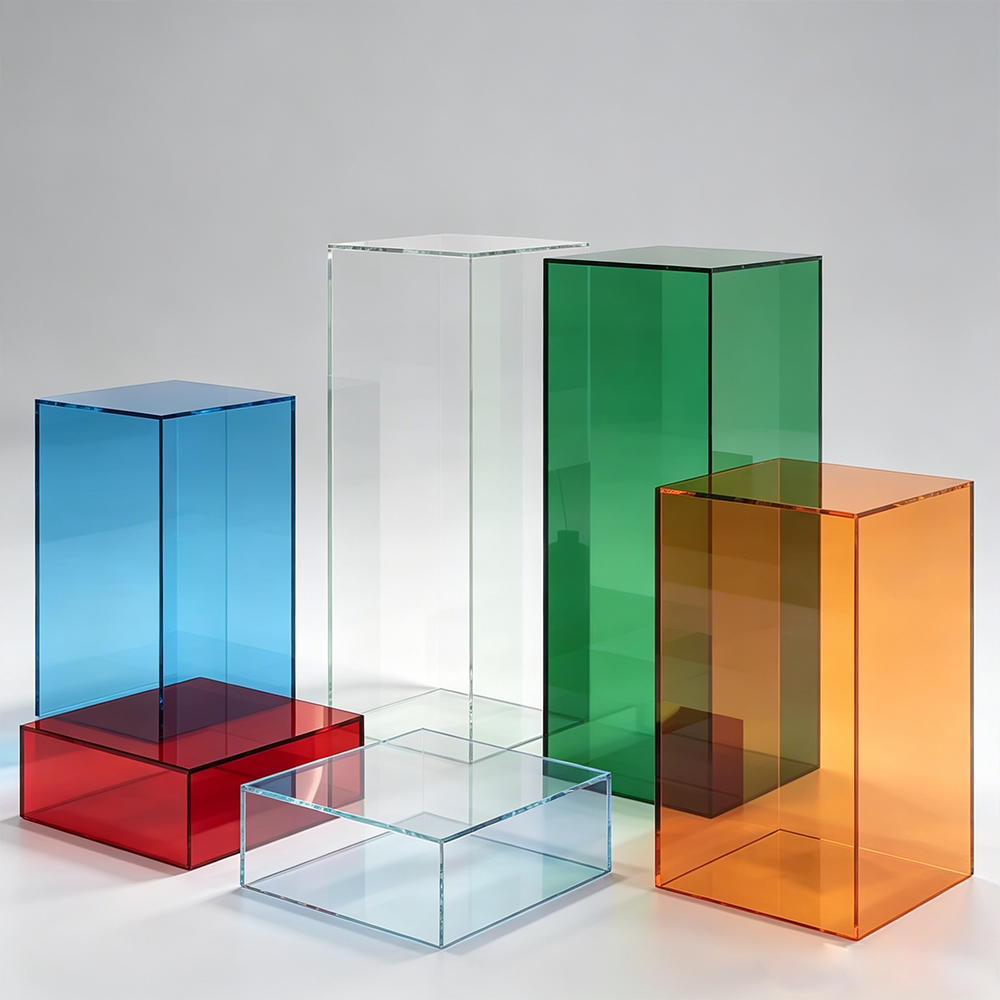 Solid Tinted Hollow Vertical Acrylic Display Plinth Set