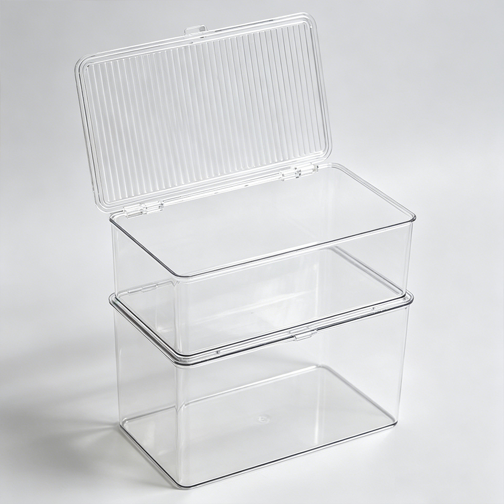 Stackable Clear Acrylic Skincare Storage Box with Lid | Wholesale Bathroom & Vanity Organizer