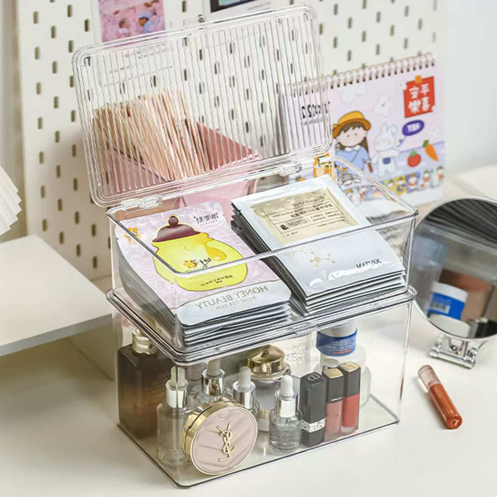 Stackable Clear Acrylic Skincare Storage Box with Lid | Wholesale Bathroom & Vanity Organizer