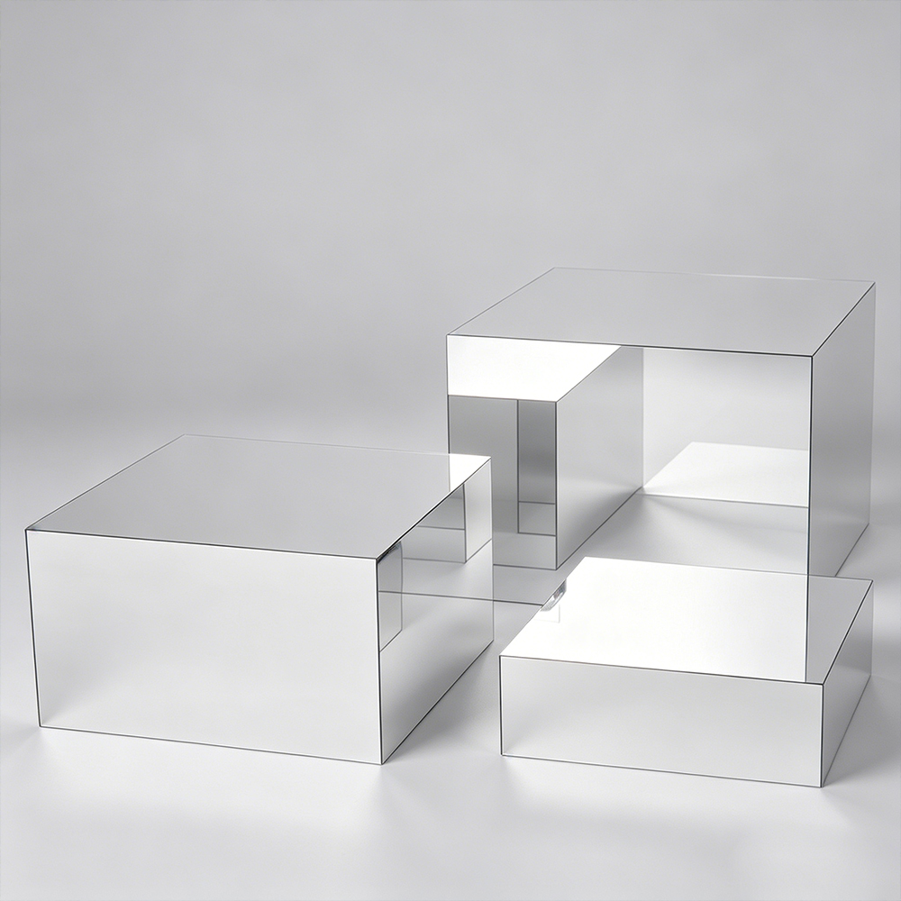 Gold & Magenta Mirror Hollow Acrylic Display Stand Set | Wholesale Boutique Window Product Riser Pedestal