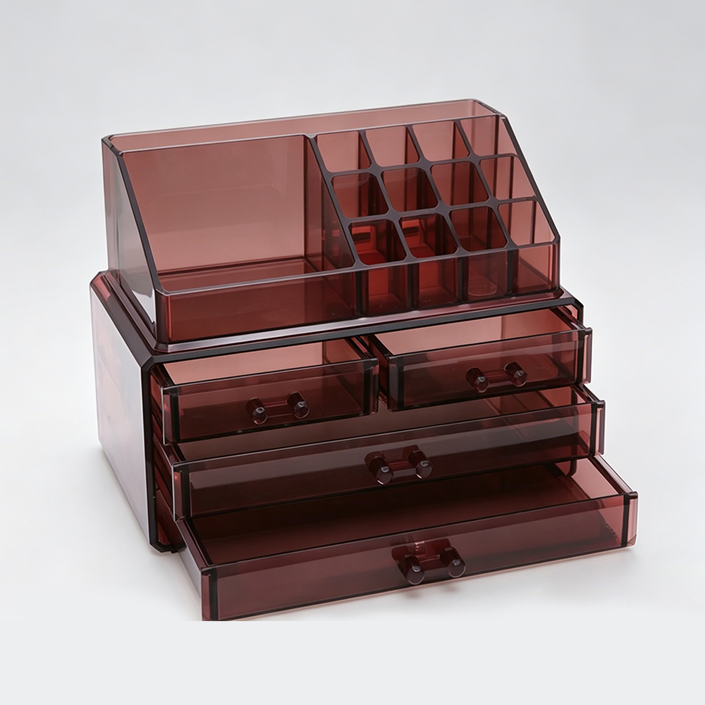 Smoky Brown Acrylic Multi-Drawer Desk Organizer