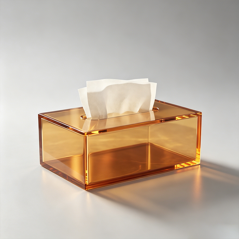 Amber Transparent Rectangle Acrylic Tissue Box