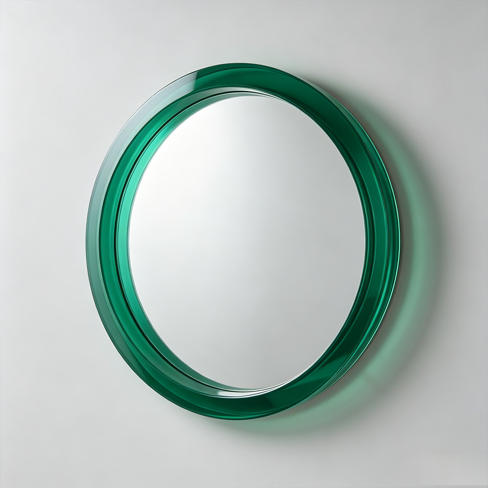 Emerald Green Double Layer Ring Acrylic Round Wall Mirror