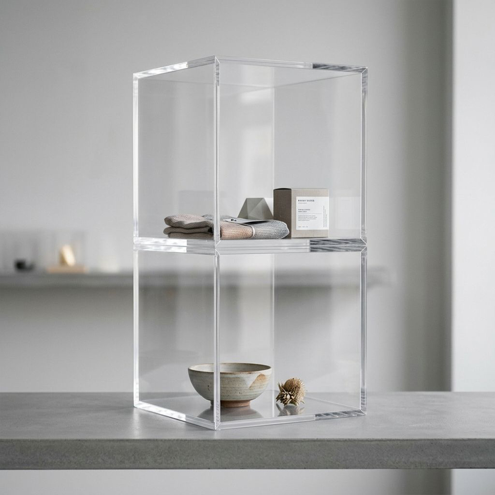 Double Layer Clear Hollow Acrylic Display Cube