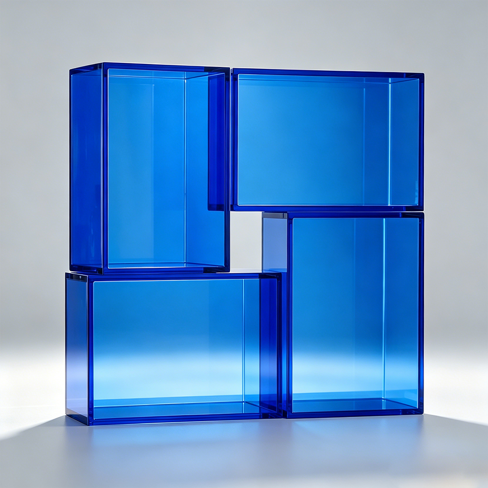 Klein Blue Modular Stackable Hollow Acrylic Cube Display Set