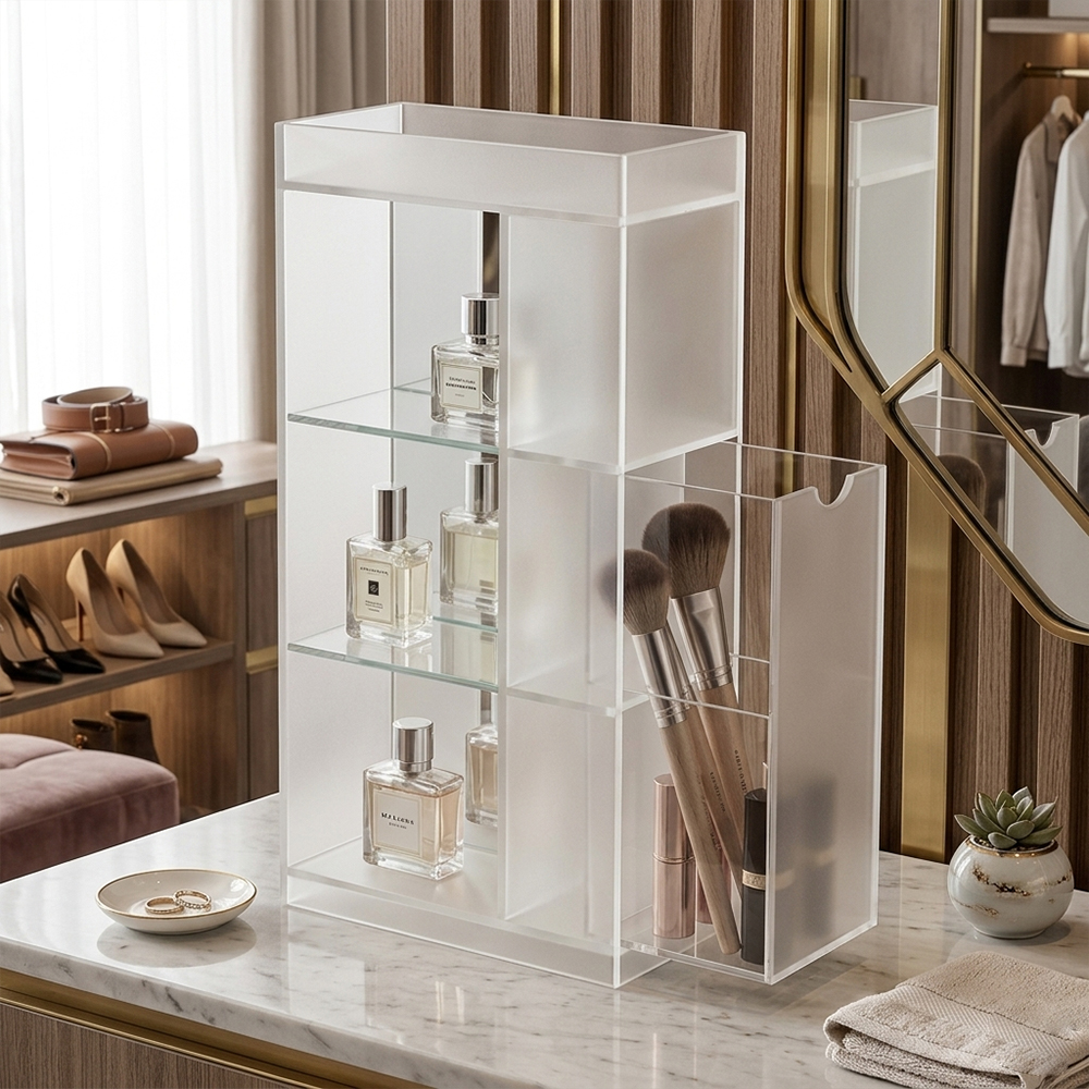 Frosted Clear Acrylic Perfume & Makeup Brush Organizer