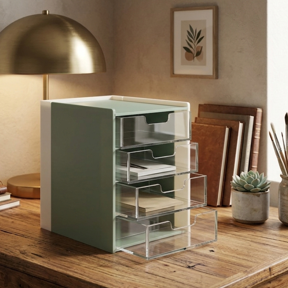 Pastel Green Acrylic Multi-Drawer Desk Organizer