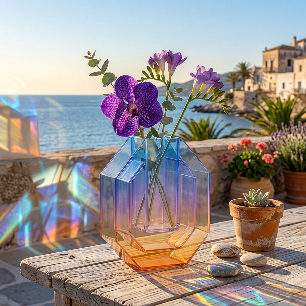 Gradient Octagonal Acrylic Flower Vase