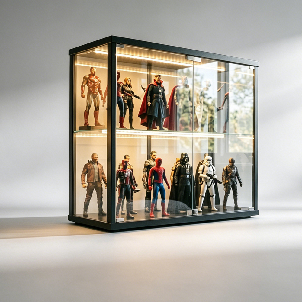 LED Lighted Sliding Door Acrylic Figure Display Cabinet