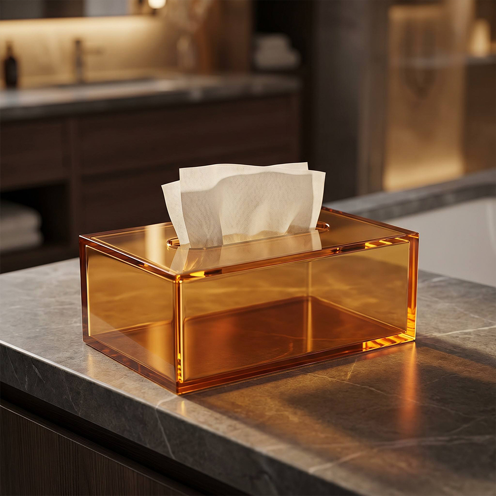 Amber Transparent Rectangle Acrylic Tissue Box
