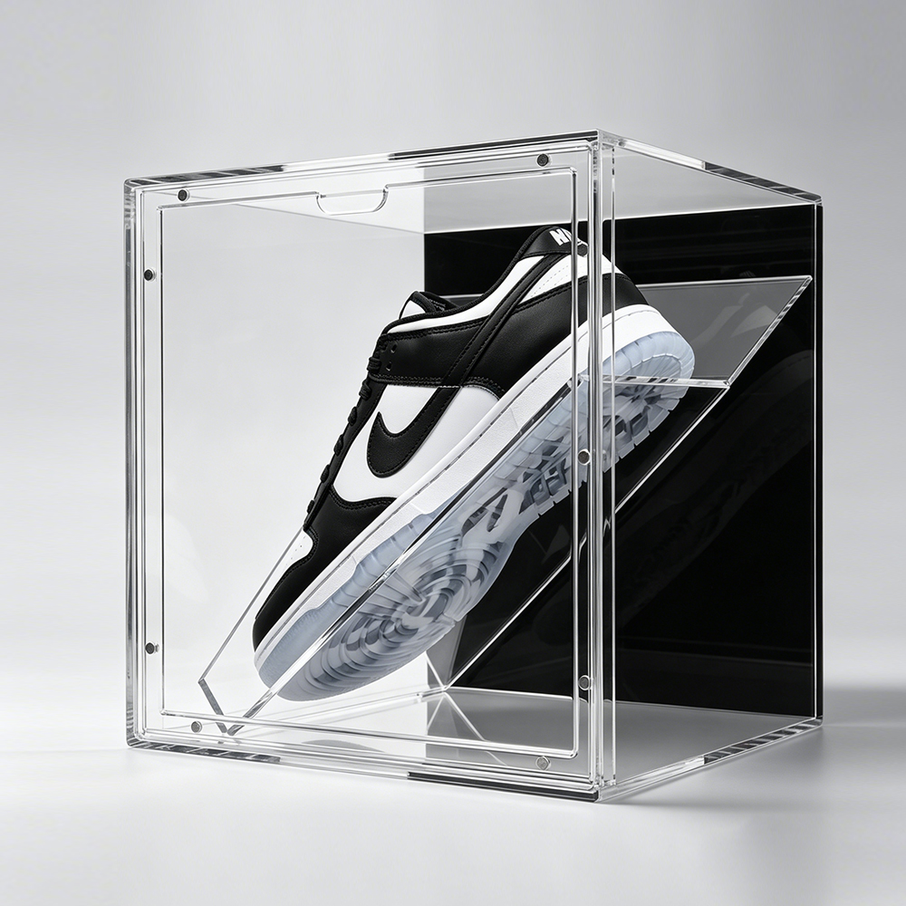 Single Pair Clear Acrylic Sneaker Display Case With Slant Support Stand