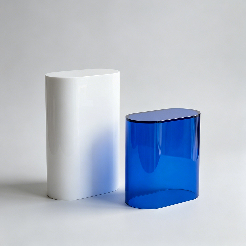 Oval Rounded Solid & Tinted Acrylic Display Plinth Set
