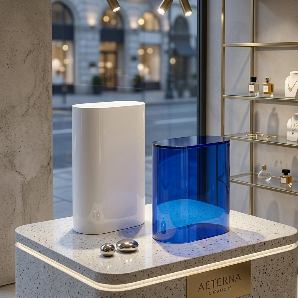 Oval Rounded Solid & Tinted Acrylic Display Plinth Set