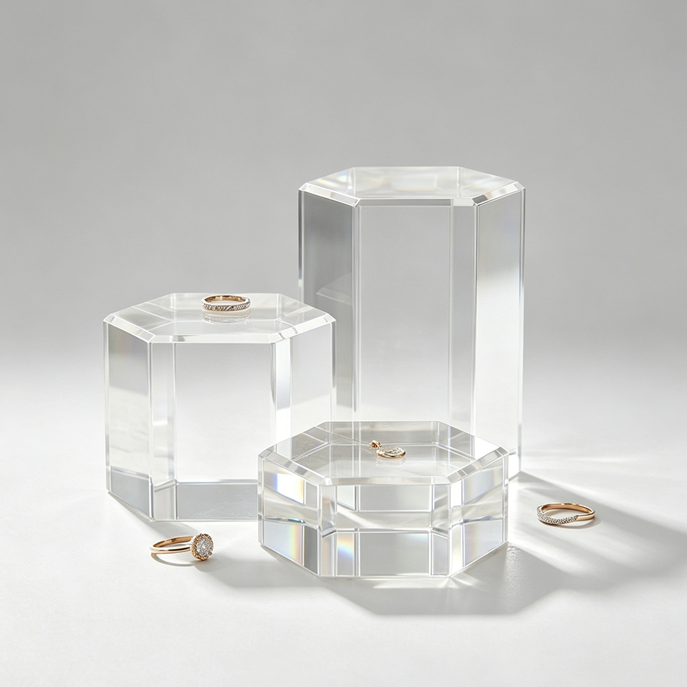 Octagonal Solid Acrylic Jewelry Display Block Set