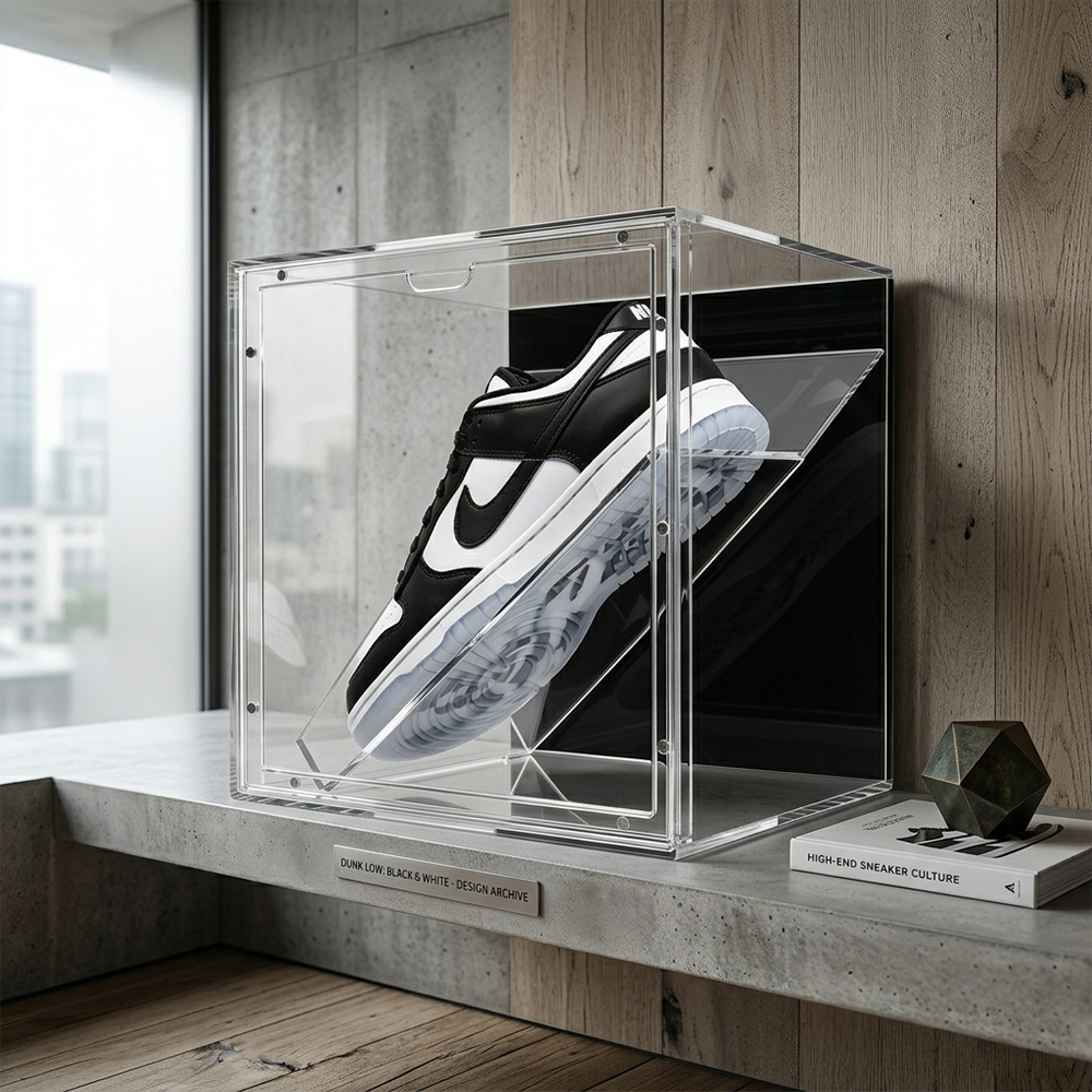 Single Pair Clear Acrylic Sneaker Display Case With Slant Support Stand