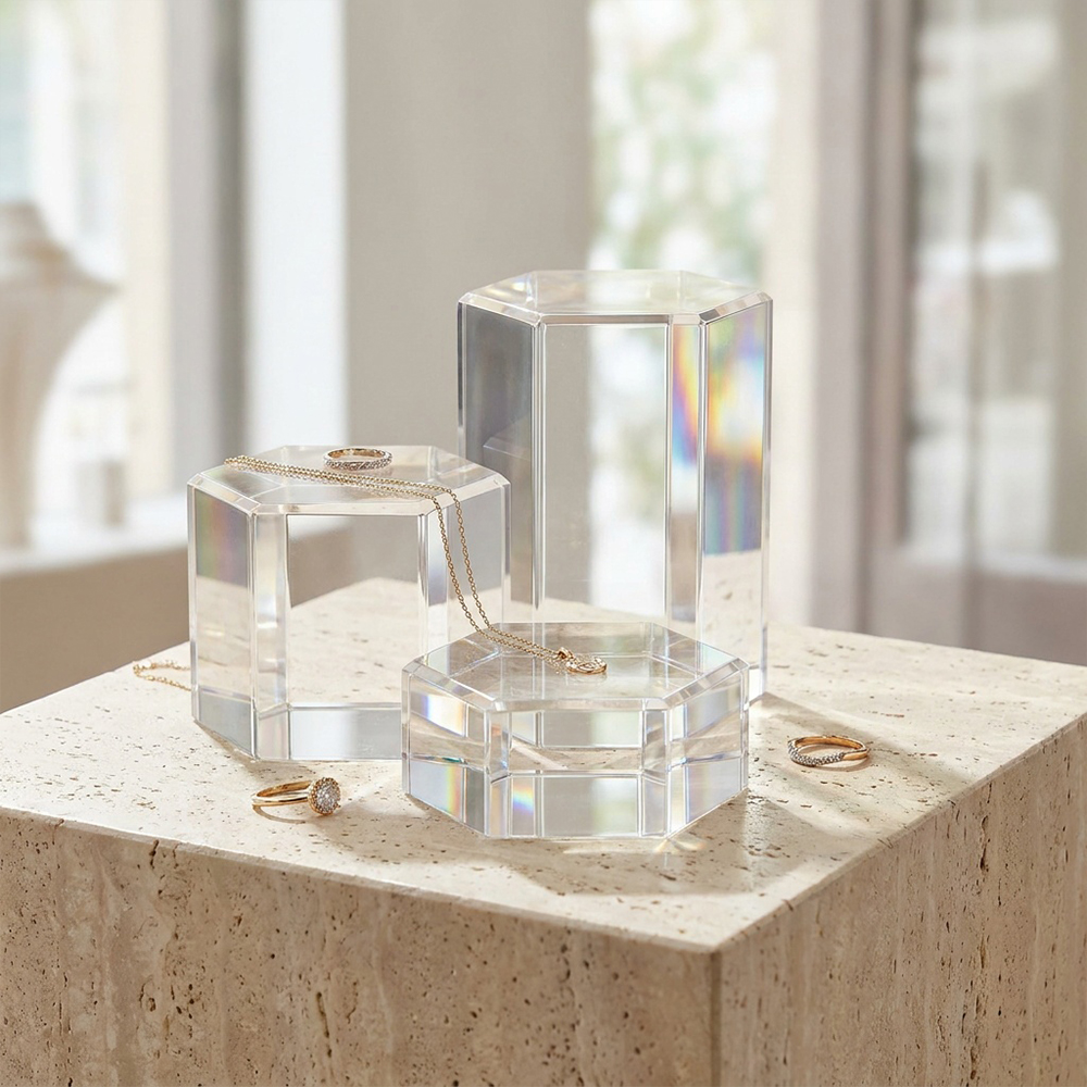 Octagonal Solid Acrylic Jewelry Display Block Set