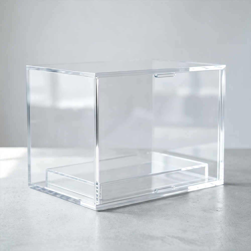 Empty Clear Acrylic Dust-Proof Storage Cube Box with Inner Tray