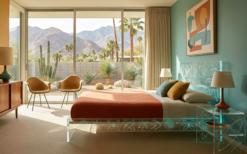 MidCentury_Etched_Acrylic_Bed_Scene_1