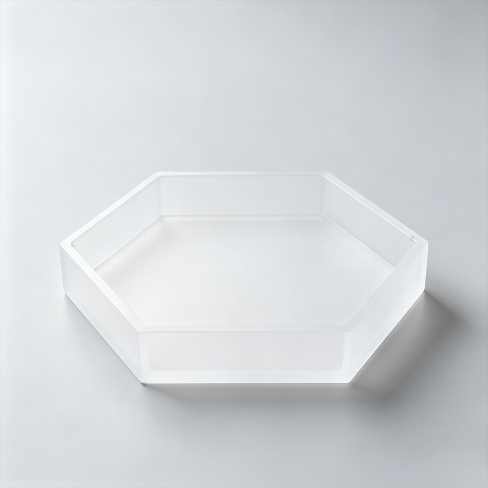 Frosted Matte White Hexagonal Acrylic Jewelry Tray